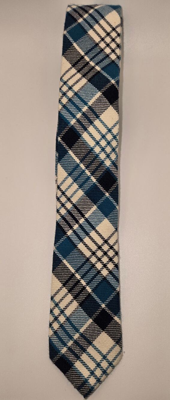 Skinny Tie Madness Blue Plaid Skinny Necktie